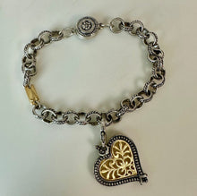 Load image into Gallery viewer, Chico's Two-Tone Heart Charm Bracelet (8")
