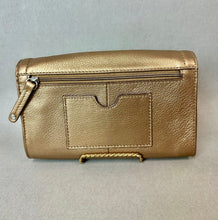 Load image into Gallery viewer, Tignanello Bronze Metallic Leather Envelope Clutch Purse (5x8")

