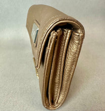 Load image into Gallery viewer, Tignanello Bronze Metallic Leather Envelope Clutch Purse (5x8")
