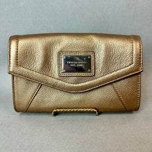 Load image into Gallery viewer, Tignanello Bronze Metallic Leather Envelope Clutch Purse (5x8")
