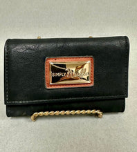 Load image into Gallery viewer, Simply Noelle Black/Brown Vegan Leather ID Card Key Holder Trifold Wallet (3.25x5")
