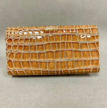 Load image into Gallery viewer, Light Brown Faux Croc Patent Organizer Clutch Wallet (4x8")

