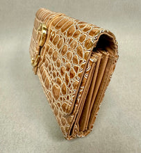 Load image into Gallery viewer, Light Brown Faux Croc Patent Organizer Clutch Wallet (4x8")
