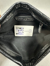 Load image into Gallery viewer, Nine &amp; Co Nine West Black Faux Crocodile Clutch Purse (6x10x2")
