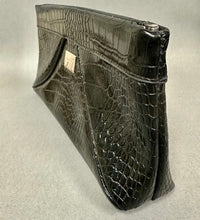Load image into Gallery viewer, Nine &amp; Co Nine West Black Faux Crocodile Clutch Purse (6x10x2")
