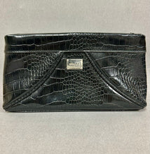 Load image into Gallery viewer, Nine &amp; Co Nine West Black Faux Crocodile Clutch Purse (6x10x2")
