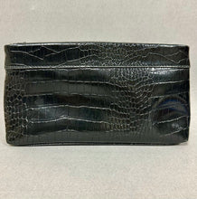 Load image into Gallery viewer, Nine &amp; Co Nine West Black Faux Crocodile Clutch Purse (6x10x2")

