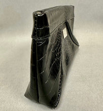 Load image into Gallery viewer, Nine &amp; Co Nine West Black Faux Crocodile Clutch Purse (6x10x2")
