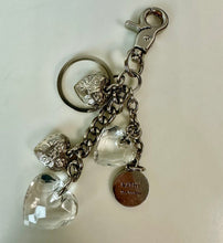 Load image into Gallery viewer, Kathy Van Zeeland Silvertone Acrylic Heart Charms Keychain Bag Clip (6")
