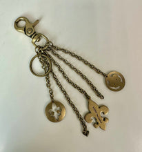 Load image into Gallery viewer, Kathy Van Zeeland Bronze Fleur de Lis Charms Chain Keychain Bag Clip (8")
