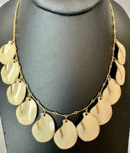 Load image into Gallery viewer, Vintage Brushed Goldtone Ivory Resin Reversible Modernist Petal Charm Necklace (16")
