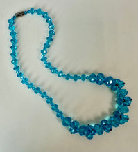 Load image into Gallery viewer, Blue Faceted Crystal Bead Magnetic Clasp Necklace &amp; Stretch Bracelet (18")
