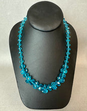 Load image into Gallery viewer, Blue Faceted Crystal Bead Magnetic Clasp Necklace &amp; Stretch Bracelet (18")
