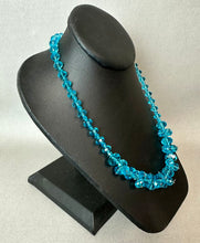 Load image into Gallery viewer, Blue Faceted Crystal Bead Magnetic Clasp Necklace &amp; Stretch Bracelet (18")
