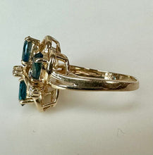 Load image into Gallery viewer, 14K Plumb Gold London Blue Topaz Diamond Ring sz 6 (3.4g)
