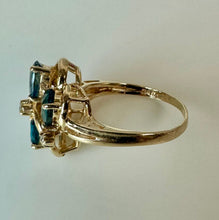 Load image into Gallery viewer, 14K Plumb Gold London Blue Topaz Diamond Ring sz 6 (3.4g)
