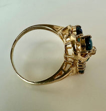 Load image into Gallery viewer, 14K Plumb Gold London Blue Topaz Diamond Ring sz 6 (3.4g)
