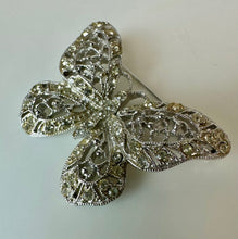 Load image into Gallery viewer, Vintage Hedy Clear Rhinestone Butterfly Brooch Pin (1.75")
