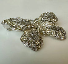 Load image into Gallery viewer, Vintage Hedy Clear Rhinestone Butterfly Brooch Pin (1.75")
