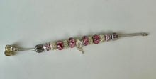 Load image into Gallery viewer, Sterling Pandora-Style 7.5" Bracelet w/ Pink Charms
