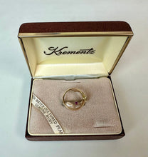 Load image into Gallery viewer, Vintage Krementz Gold Plated Cultured Pearl Ruby Circle Brooch Pin in Original Box (0.75")
