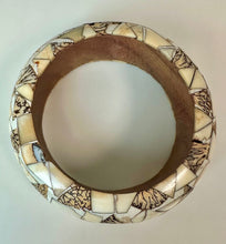 Load image into Gallery viewer, Vintage Wood Bone Mosaic Inlay Bangle Bracelet (8" Circumference)
