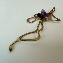 Load image into Gallery viewer, Robert Hale Copper &amp; Brass w/ Amethyst &amp; Hematite Accent Modern Art Pendant Signed (4")
