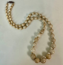 Load image into Gallery viewer, Vintage Beige Marble Graduated Bead Goldtone Accent Necklace (24")
