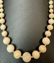 Load image into Gallery viewer, Vintage Beige Marble Graduated Bead Goldtone Accent Necklace (24")
