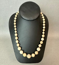 Load image into Gallery viewer, Vintage Beige Marble Graduated Bead Goldtone Accent Necklace (24")
