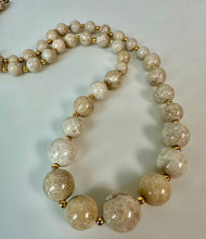 Load image into Gallery viewer, Vintage Beige Marble Graduated Bead Goldtone Accent Necklace (24")

