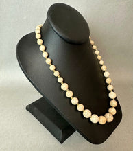 Load image into Gallery viewer, Vintage Beige Marble Graduated Bead Goldtone Accent Necklace (24")
