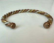 Load image into Gallery viewer, Vintage Silvertone Copper &amp; Brass Twisted Cuff Bracelet (2.5" Across)

