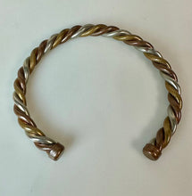 Load image into Gallery viewer, Vintage Silvertone Copper &amp; Brass Twisted Cuff Bracelet (2.5" Across)
