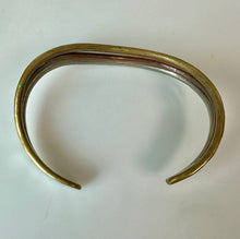 Load image into Gallery viewer, Vintage Silvertone Copper &amp; Brass Wave Cuff Bracelet (2.25" Across)
