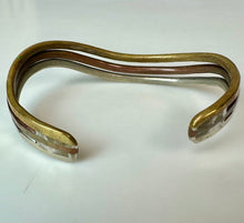 Load image into Gallery viewer, Vintage Silvertone Copper &amp; Brass Wave Cuff Bracelet (2.25" Across)
