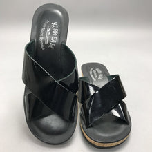 Load image into Gallery viewer, Kork-Ease Black Wedge Sandals Size 6
