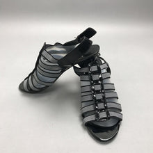 Load image into Gallery viewer, AJ Valenci Open Toe Striped Heels Size 7.5
