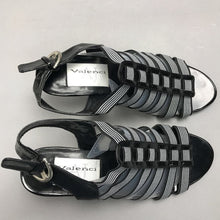 Load image into Gallery viewer, AJ Valenci Open Toe Striped Heels Size 7.5
