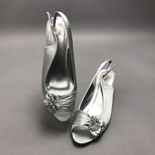 Load image into Gallery viewer, NEW Beacon Light Blue Satin Heels Size 7
