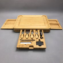 Load image into Gallery viewer, Smirly Cheese Board Charcuterie Cheeseboard and Knife Set Bamboo (2x16x13)
