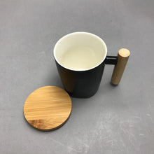 Load image into Gallery viewer, Ceramic Coffee Mug w/Bamboo Lid and Handle (4.5x3.5)
