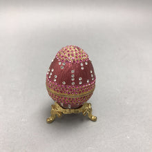 Load image into Gallery viewer, Faberge Style Pink Egg Shaped Trinket Box(3")
