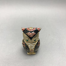 Load image into Gallery viewer, Metal Enameled Bejeweled Hinged Owl Trinket Box(2.5")
