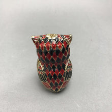 Load image into Gallery viewer, Metal Enameled Bejeweled Hinged Owl Trinket Box(2.5")
