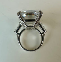 Load image into Gallery viewer, Vintage Elizabeth Taylor 35ct Asscher Cut Krupp Diamond Replica Sterling Cocktail Ring sz 6
