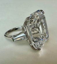 Load image into Gallery viewer, Vintage Elizabeth Taylor 35ct Asscher Cut Krupp Diamond Replica Sterling Cocktail Ring sz 6
