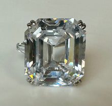 Load image into Gallery viewer, Vintage Elizabeth Taylor 35ct Asscher Cut Krupp Diamond Replica Sterling Cocktail Ring sz 6
