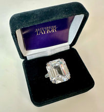 Load image into Gallery viewer, Vintage Elizabeth Taylor 35ct Asscher Cut Krupp Diamond Replica Sterling Cocktail Ring sz 6
