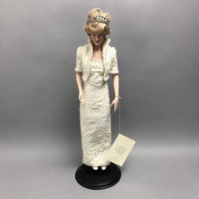 Load image into Gallery viewer, Franklin Mint Princess Diana Doll - White Evening Gown (~17") (As-Is; Cracks/Damage/Repairs)
